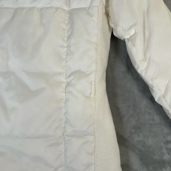 Bebe sport white down filled puffer jacket with rabbit fur lined removable hood - Picture 9 of 16